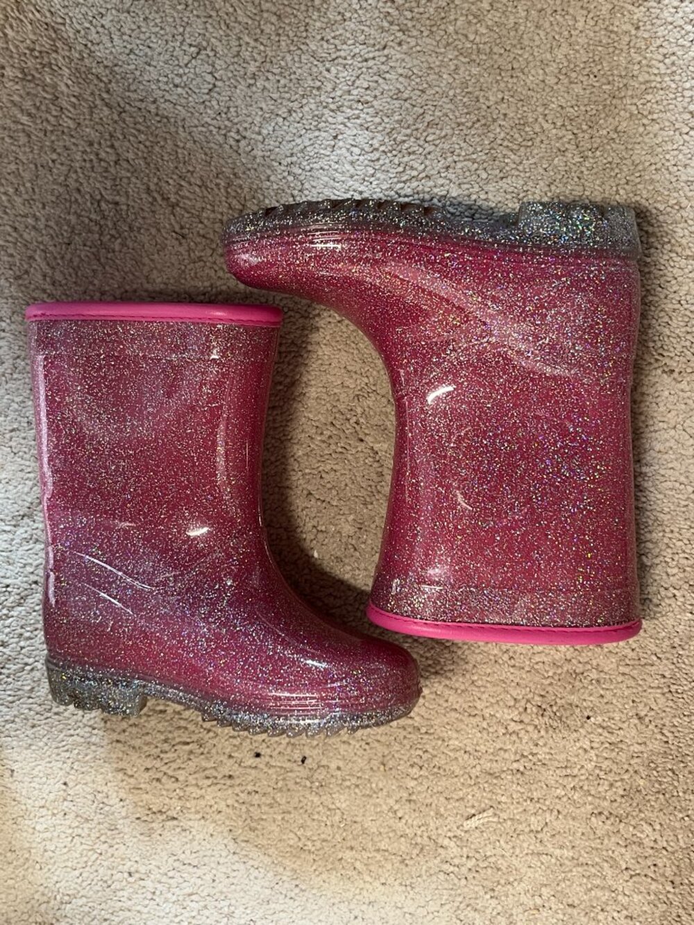 Rain Boots -  Kids Pink Sparkly Rain Boots Size 8M by Carter's